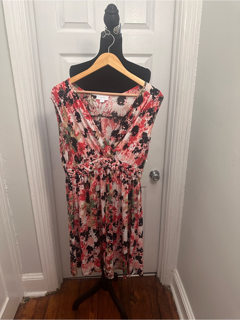 K Jordan Pink, Black & Green Floral Midi Dress
